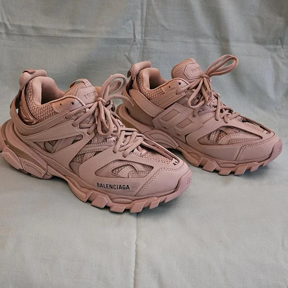 Men's Balenciaga Track Sneaker Dark Tan Leather Mesh Luxury Sneakers Size 8 US - Picture 9 of 16